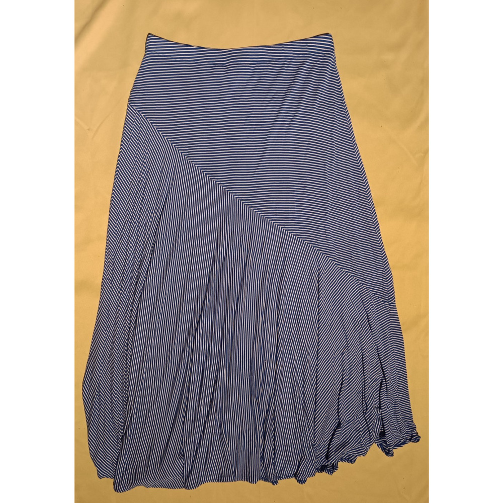 Chico’s Maxi Skirt Size 1 Royal Blue White Striped Stretch Nautical Coastal - Picture 3 of 3
